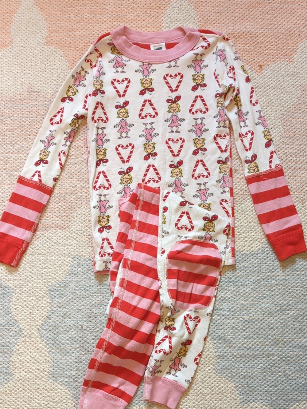 Pink Candy Heart Girls' Two-Piece Pajama Set